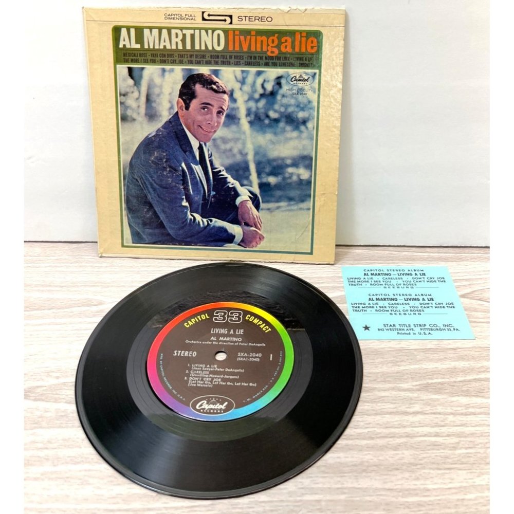 Al Martino Living a Lie Compact 33 Jukebox 7" Mini LP Record Capitol SXA-2040